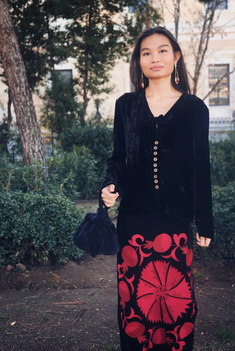Blusa Camille Terciopelo Negro - The Nook Store