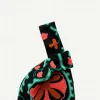 Bolso Asa Algodón Bordado Flores Verde Flúor - The Nook Store