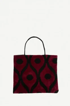 Bolso Shopper Terciopelo Bordado Ethnic Burdeos - The Nook Store