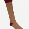 Calcetin caña alta L78 bicolor Camel - Vino - The Nook Store