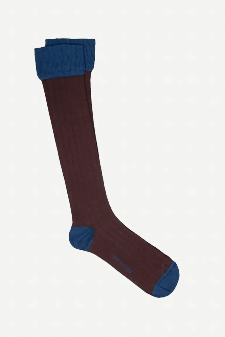 Calcetin caña alta L16 Chocolate - Azul raf - The Nook Store