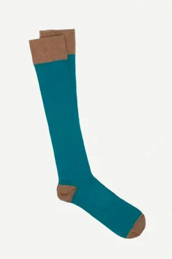 Calcetin caña alta L55 Verde ontano - Camel - The Nook Store