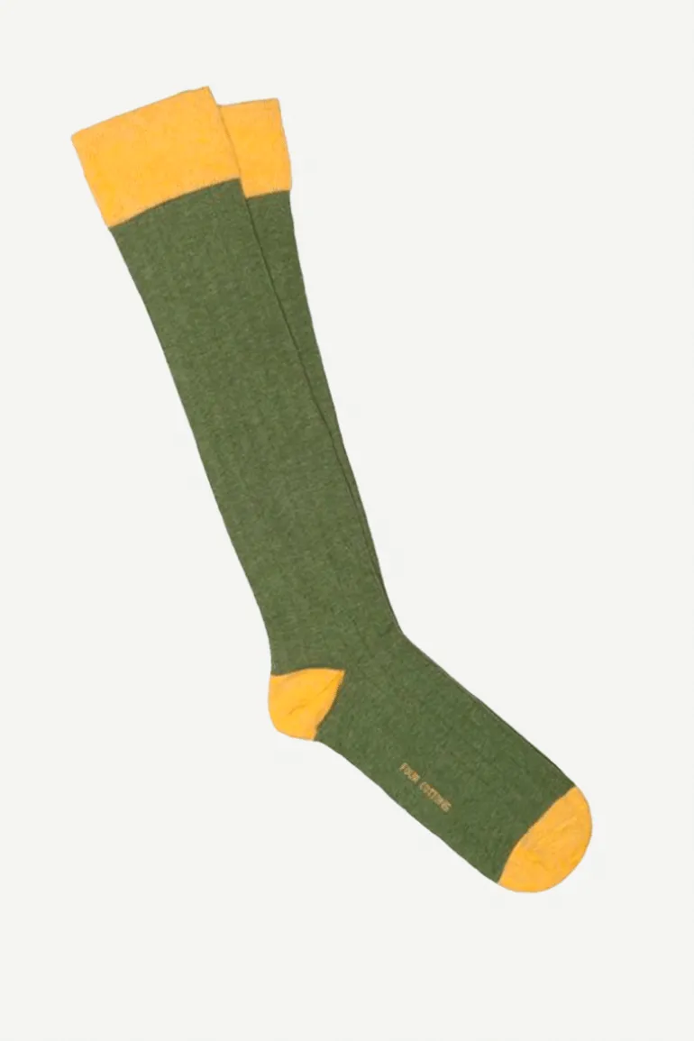Calcetin caña alta L01 Verde militare - Giallo - The Nook Store