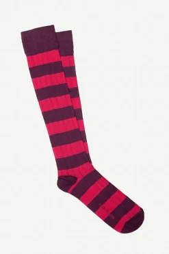 Calcetin caña alta R07 raya Rosa - Morado - The Nook Store