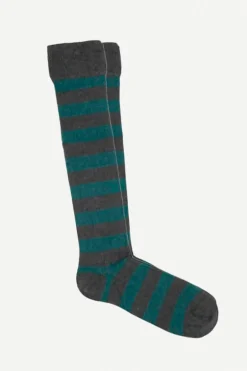 Calcetin caña alta R18 rayas Antracita - Verde oliva - The Nook Store
