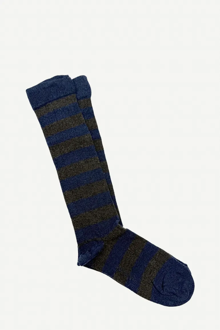 Calcetin caña alta R38 rayas Marino - Gris - The Nook Store