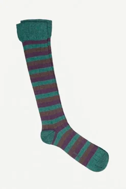 Calcetin caña alta R31 rayas Verde oliva - Viola - Terra - The Nook Store