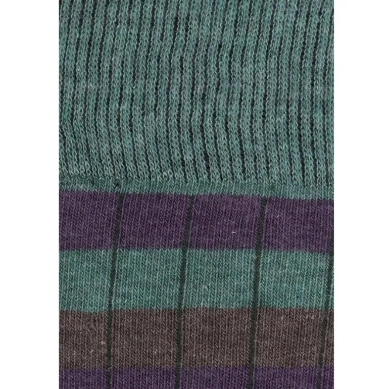 Calcetin caña alta R31 rayas Verde oliva - Viola - Terra - The Nook Store