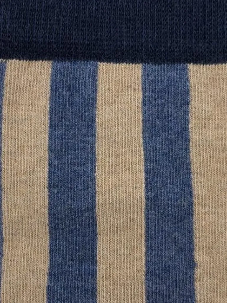 Calcetin caña alta V3 rayas Beige - Azul - The Nook Store