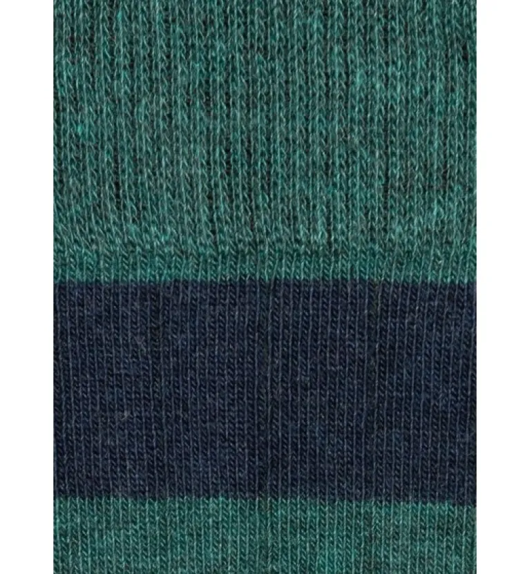 Calcetin caña corta R03C rayas Azul navy - Verde campo - The Nook Store
