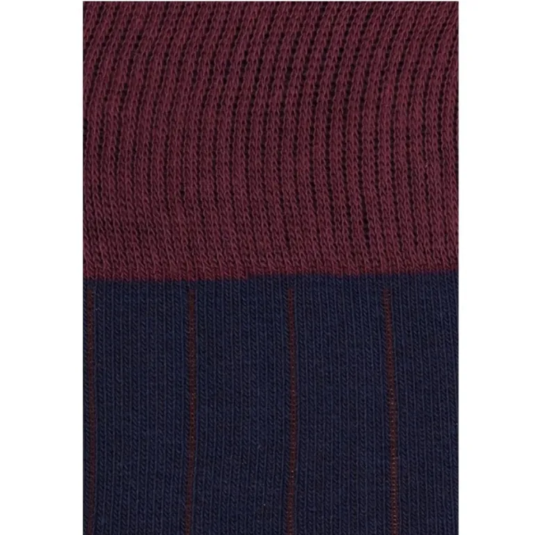 Calcetin canalé caña alta L02 Azul marino - Vino - The Nook Store