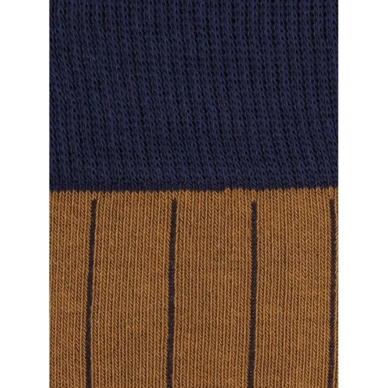 Calcetin canalé caña alta L17 Mostaza - Azul marino - The Nook Store