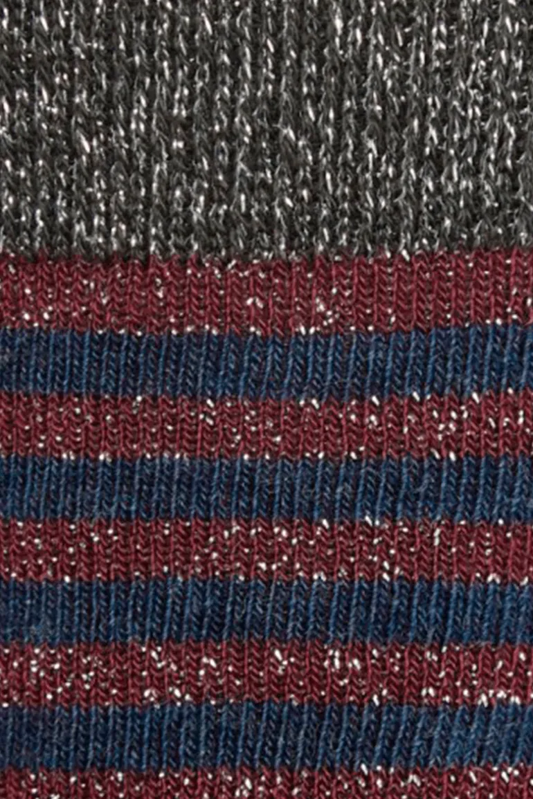 Calcetin purpurina caña alta PCAR05 rayas Marino - Vino - The Nook Store