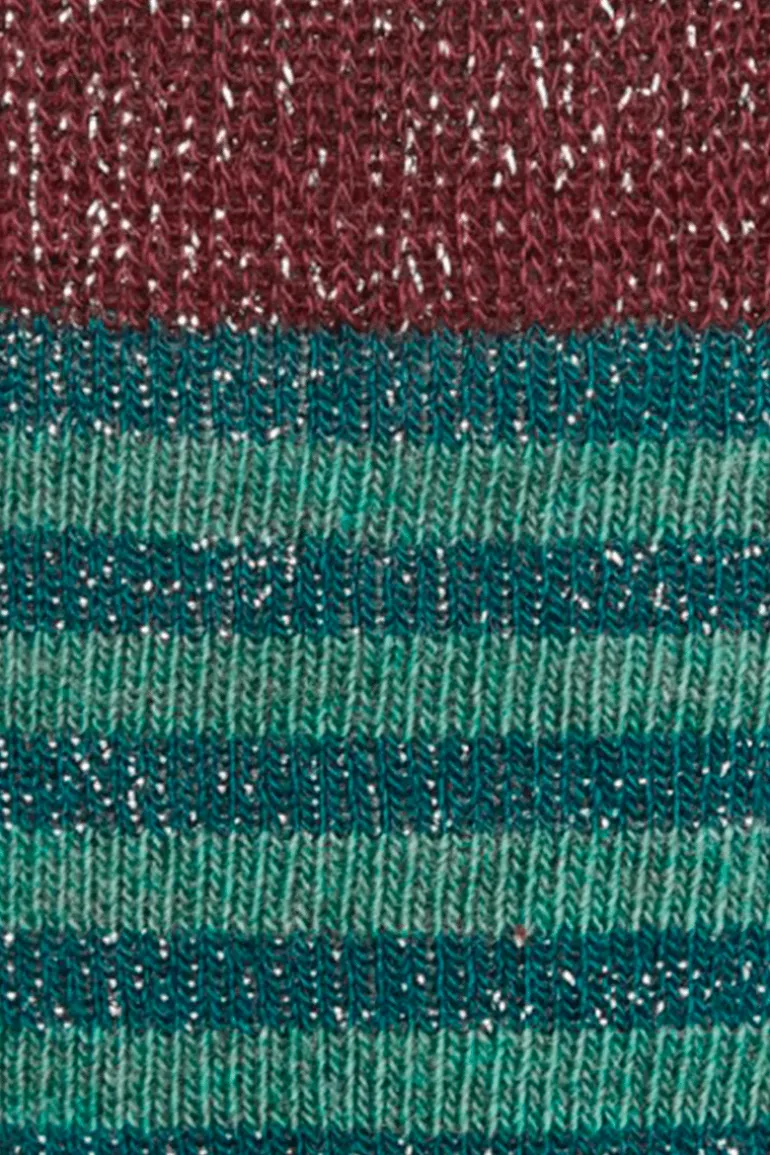 Calcetin purpurina caña alta PCAR02 rayas Verde Oliva - Esmeralda - The Nook Store