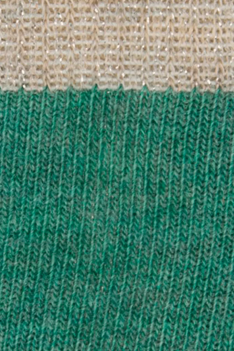 Calcetin purpurina Estrella caña corta PEC07 Verde Agua - Crudo - The Nook Store