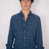 Camisa Azul Cuadros Blancos - The Nook Store