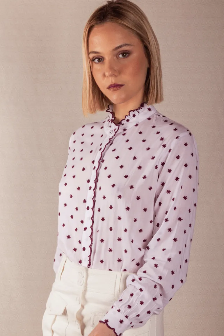 Camisa Chloe Blanca Flores Pequeñas - The Nook Store