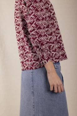 Camisa Chloe Bordada Wine - The Nook Store