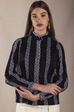 Camisa Chloe Tira Bordada Blanca - The Nook Store