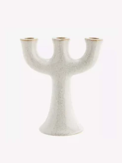 Candelabro Triple Stoneware Off White - The Nook Store
