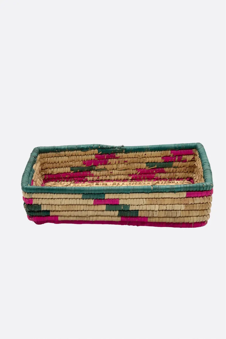 Cesto Mimbre Verde/Rosa - The Nook Store