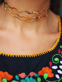 Collar Dos Hojas Plata Bañada Oro - Complementos Online | THE NOOK