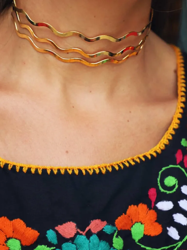Collar Dos Hojas Plata Bañada Oro - Complementos Online | THE NOOK