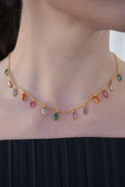 Collar Dos Hojas Plata Bañada Oro - Complementos Online | THE NOOK
