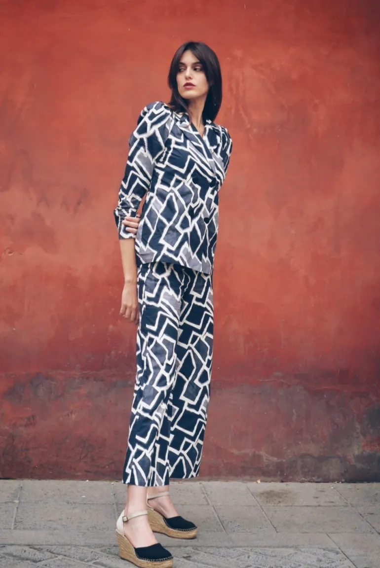 Conjunto Amelie Cuadros Blanco y Azul - The Nook Store