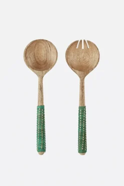 Cubiertos Madera y Bambú Verde - The Nook Store
