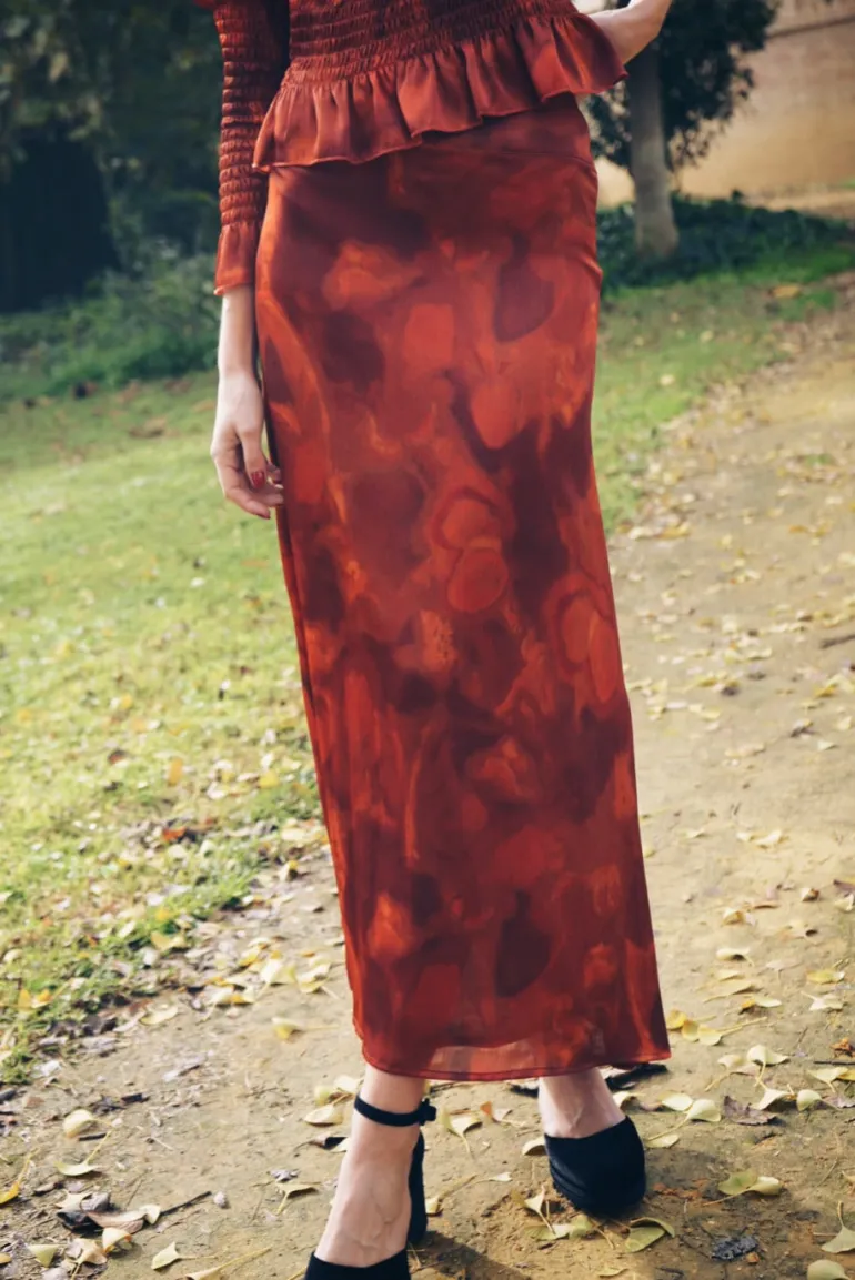 Falda Pipa Tie Dye Naranja - The Nook Store
