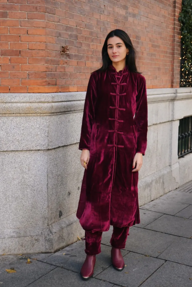 Kimono Camille Terciopelo Burdeos - The Nook Store