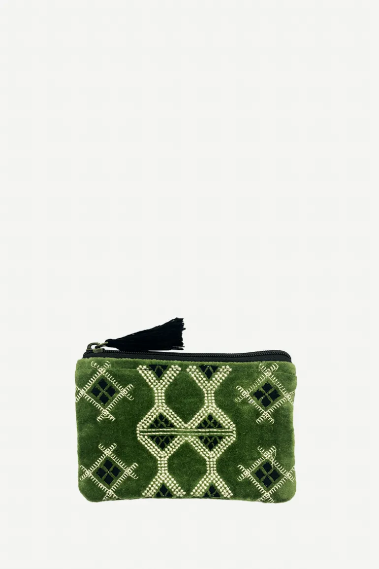 Monedero Terciopelo Rombos Verde - The Nook Store