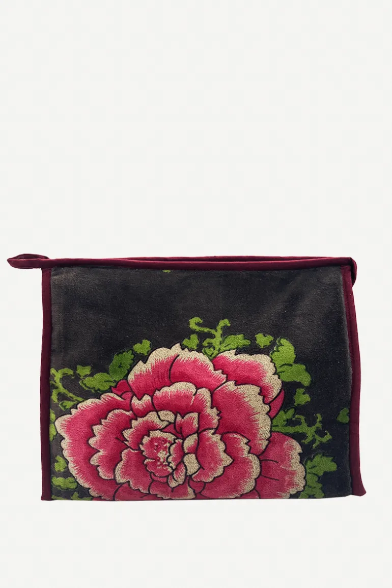 Neceser Cleo Gris Flores Grandes - The Nook Store
