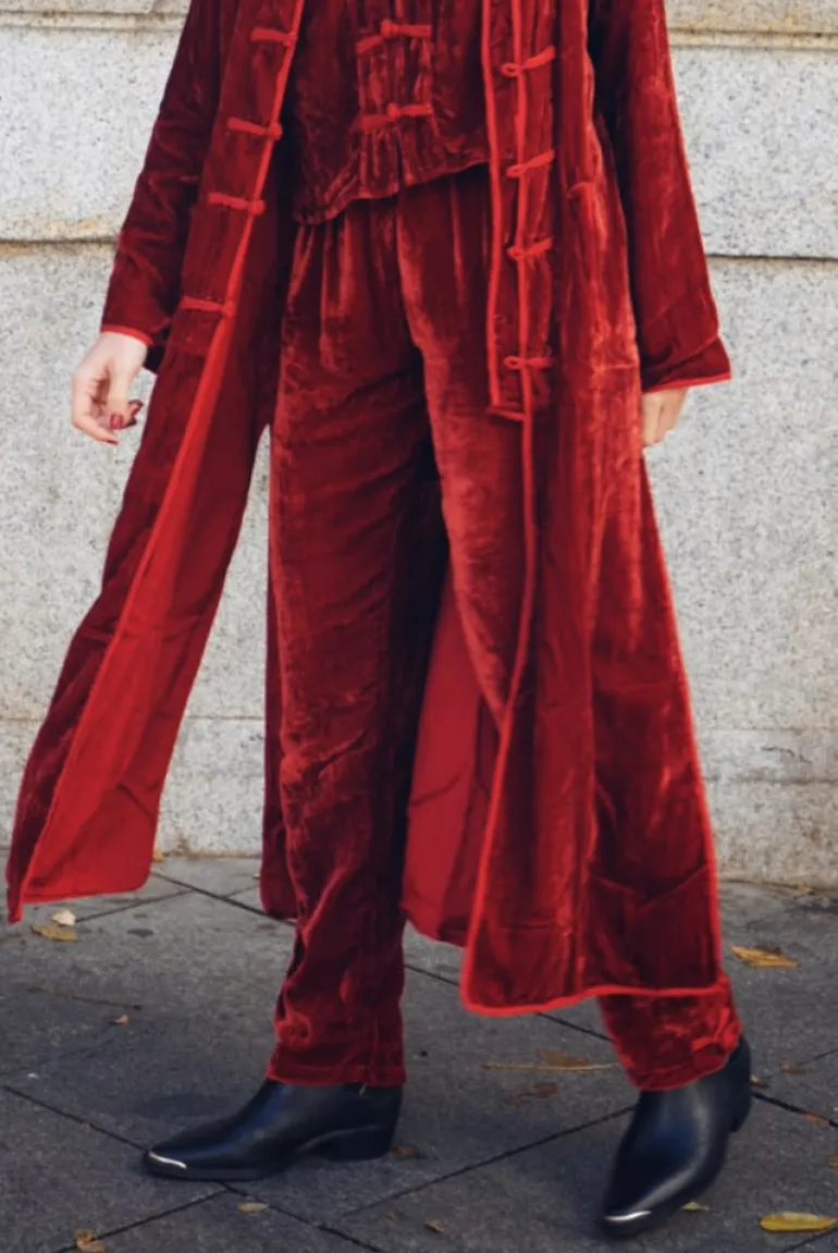 Pantalón Camille Terciopelo Teja - The Nook Store
