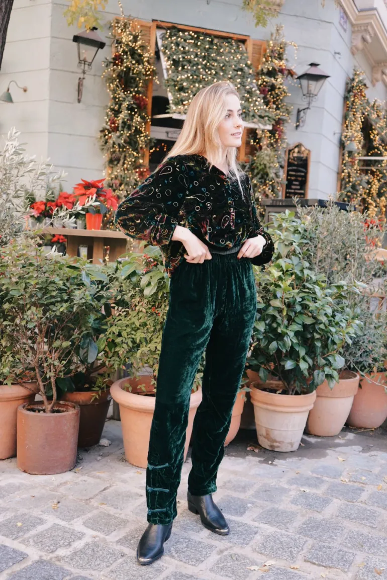 Pantalón Camille Terciopelo Verde - The Nook Store