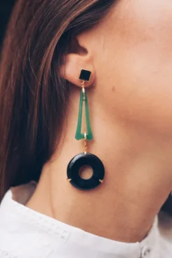 Pendientes Anais Green and Black PEN18 - The Nook Store