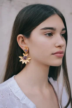 Pendientes Flor Stone PEN51 - The Nook Store