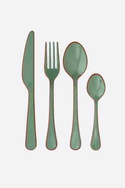 Set de 4 cubiertos esmaltados verde - The Nook Store