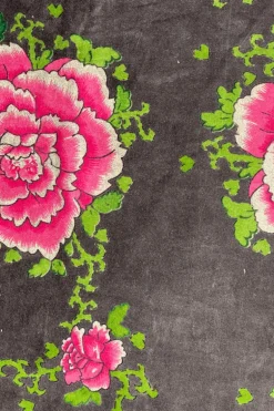 Tela Cleo gris flores grandes - The Nook Store