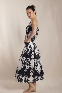 Vestido Adriana Ikat Black and White - The Nook Store