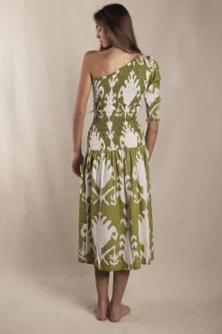 Vestido Adriana Ikat Green and White - The Nook Store