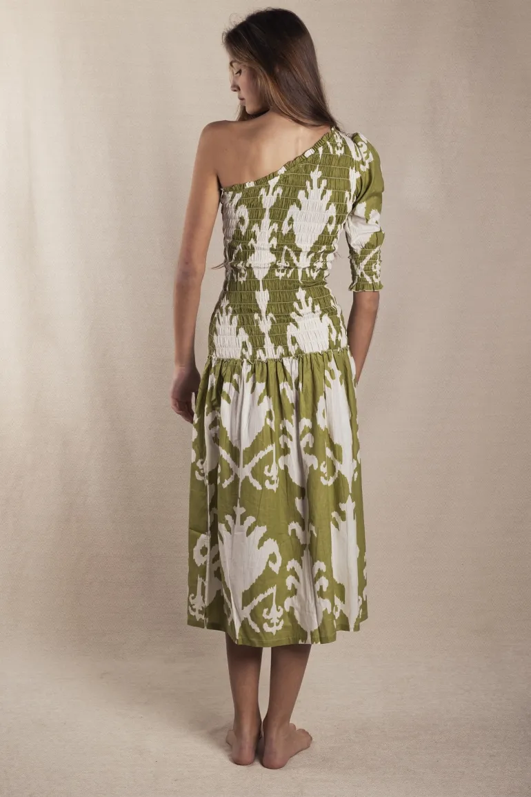 Vestido Adriana Ikat Green and White - The Nook Store