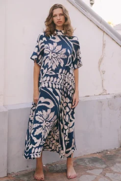 Vestido Alice Manga Corta Floral Azul - The Nook Store