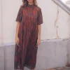 Vestido Alice Manga Corta Stains Teja y Azul - The Nook Store