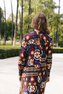Vestido Alice Mosaico Negro Crudo y Morado - The Nook Store