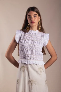 Vestido Allegra Bordado White Palms - The Nook Store
