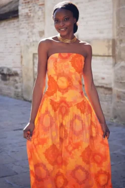 Vestido Fiorella Tie Dye Naranja - The Nook Store