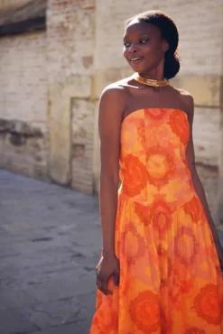 Vestido Fiorella Tie Dye Naranja - The Nook Store