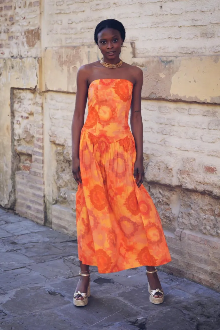 Vestido Fiorella Tie Dye Naranja - The Nook Store